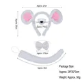 Three-piece white and pink plush mouse costume set including headband, bowtie and tail - Furry White Mouse 4-Piece Set (With Nose)