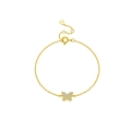 925 sterling silver butterfly bracelet in gold finish with micro-pave zircon crystals - 925 Silver / 18K Gold