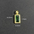 Green rectangle gemstone pendant with gold base and white crystal halo details - Green Rectangular Gemstone Halo Style (H-10781) / Gold