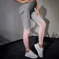 Nahtlose High Waist Yoga Leggings mit grau-rosa Farbverlauf für Fitness Training - S / Grau Rosa Verlauf