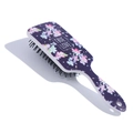 Dark blue plastic air cushion hairbrush with floral pattern and True Love text - Black Floral