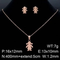 Conjunto de joyas de niña en oro rosa con collar y pendientes sobre soporte de terciopelo - Oro Rosa (KS128477-K)