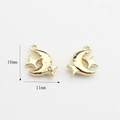 Detail view of 16mm x 11mm gold crescent moon and star charms with crystal rhinestone - Moon & Star with Rhinestone / Gold