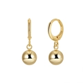 Minimalist S925 silver ball drop earrings in golden finish with a polished sphere design - Gold Round Bead Pendant (定-APE130-14K)