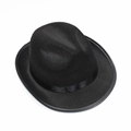 Classic black felt top hat for kids featuring a satin ribbon band on a white background - Fedora Hat - Black