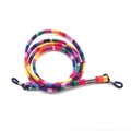 Cordón étnico para gafas trenzado en arcoíris con bucles de goma ajustables y diseño textil - Estilo 2/Rayas de Arcoíris