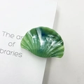 Elegant green marbled shell-shaped hair claw clip in a glossy jade-like finish - Jade Green