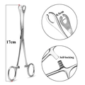 Pinza per piercing professionale da 17cm in argento autobloccante con punta da 0,5cm - Piccole pinze aperte rotonde 0,5 cm