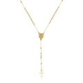 Golden stainless steel rosary necklace with religious medal and crucifix pendant - Religious Rosary Cross Style (19)