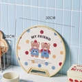 Standing round PE cutting board with cartoon bears and blue tile background, size 28x30cm - 30cm / Round Standable