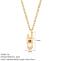 Golden stainless steel reindeer pendant necklace with red and white enamel details - Fawn Style (G19)