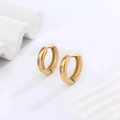 Pair of vintage gold oval hoop earrings featuring marquise-cut inlaid zircon stones - Gold White Zircon Round