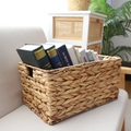 Handwoven water hyacinth storage basket with side handles for organizing books - 39*28*20cm / Window Style Large / Natural