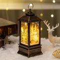 Vintage bronze Christmas lantern with LED snowman scene and festive warm lighting - Snowman / Bronze