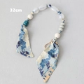 32cm luxury beaded handbag strap with blue silk scarf detail and gold metal clasps - Blue Landscape Print Beads with Scarf