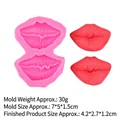 Pink silicone mold for lip shapes with 3D red fondant lip finish for cake decoration - Double Lip Print Style (15-1031) / Pink