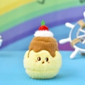 Macro detail view of a cute pudding plush toy with a red cherry topping decoration - Cupcake / 9x12cm