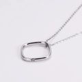 Collana minimalista in argento sterling S925 con pendente quadrato e zircone centrale - Color Acciaio