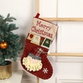 Calza di Natale rosso scuro con Babbo Natale 3D e risvolto in juta Merry Christmas - Babbo Natale