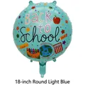 18-inch light blue foil balloon with Back to School print and cute school icons - Large Blue Round Balloon