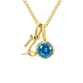 Collana Capricorno in oro con ciondolo a forma di runa lucida e cristallo azzurro cielo - Dicembre Blu Lago Capricorno - Color Oro