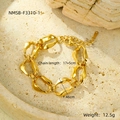 18K gold plated chunky link titanium steel bracelet with textured stone background - Gold Irregular Coarse Link (NMSB-F3310-1)