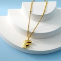Minimalist gold bubble necklace featuring a 3D letter F pendant on a delicate chain - Letter F(F)