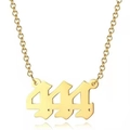18K vergulde roestvrijstalen ketting met numerieke 444 hanger voor dames mode - 444 / Goud