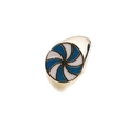 Bague plaquée or avec motif de moulin à vent en émail bleu et blanc en spirale - Ouvert Réglable / Bleu et Blanc