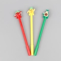 Three cute neutral pens with strawberry, pineapple and avocado silicone toppers - Fighting Fruit Gel Pen