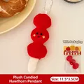 Plush candied hawthorn keychain pendant with red soft balls and silver bead chain - Charm / 1# Plush Candied Haw Keychain