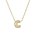 Collana in ottone placcato oro 18k con un ciondolo a lettera C con zirconi incastonati - Lettera C