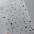 Silver metallic nail stickers M-164 featuring sun moon stars and heart patterns - Silver (M-164)