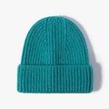Bonnet en tricot bleu lac épais avec texture côtelée et revers pour garder au chaud - Bleu Lac Profond (20B112B)