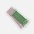 Soft wool blend scarf with pink and green gradient blocks and decorative tassels - Green and Pink