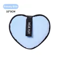Cloud blue heart-shaped microfiber facial puff with black edge and facial puff handle - Cloud Blue