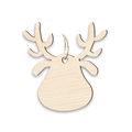 Décoration de Noël à suspendre en forme de tête de renne en bois naturel avec corde - Renne (Lot de 10)