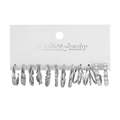 5652402-Silver 6 Pairs-Pearl Twist Geometric Set