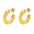 Orecchini a cerchio ritorti da 5 mm in acciaio inossidabile placcato oro lucido - Orecchino a bottone a spirale croissant / Oro