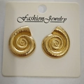 Vintage 18K gold-plated stainless steel stud earrings with snail shell spiral design - Spiral Shell / 18K Gold