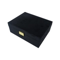 Elegant black corduroy large-capacity multi-layer jewelry storage box with gold clasp - 25*20*9.5cm / Black