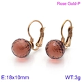 Rose gold titanium earrings with 10mm faceted brown crystal pendants 18x10mm - Rose Gold & Brown