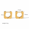 Minimalist square 18k gold stainless steel hoop earrings with detailed measurements - Gold Square Hoop (TE6028-4-17)