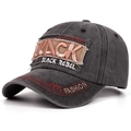 Distressed charcoal grey cotton baseball cap with Black Rebel embroidery and ripped patches - Adjustable / Black