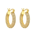 Luxuriöse geometrische Creolen mit 14K Vergoldung und schimmernden Zirkonia-Steinen - Luxuriöser Full Pave Hoop Stil (CE00140YH)