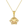 Bohemian gold crown necklace with heart-shaped yellow gemstone and delicate O-chain - Citrine, 14K Gold Plated, Approx. Weight 1.94g