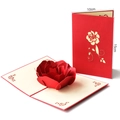 3D pop-up red rose greeting card with hollow rose cover design and 10x15cm size - Large Rose