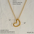 Especificaciones detalladas del collar de corazón bañado en oro 18K con materiales - Collar de Cadena de Serpiente con Corazón Hueco (S732G-001)