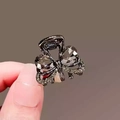 Bow hair claw in dark metal finish with large crystals and small rhinestones - 25# Crystal Bowknot Claw (Approx. 2.3CM)