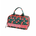 Neceser verde oscuro de cuero sintético con estampado de cítricos y cinta rosa chic - Bolso Cereza Verde